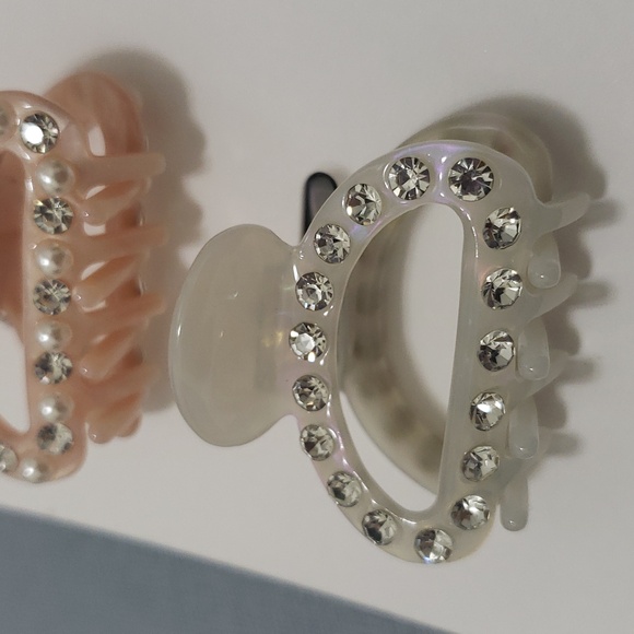 NWT J Crew Crewcuts Pearl Rhinestone Hair Accessory Small Jaw Hair Clips - Picture 3 of 5